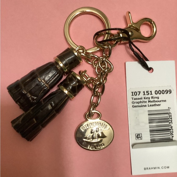 Double tassel key ring in graphite - Picture 2 of 3